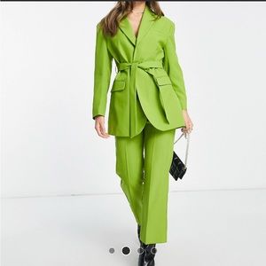 ASOS DESIGN Belted Suit Blazer in olive